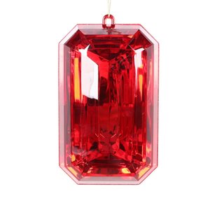 Vickerman 8-in Red Rectangle Jewel Glitter Ornament with Silver Glitter Edges - 2/bag