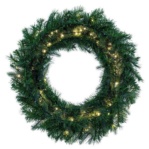 Vickerman 36-in Douglas Fir Artificial Pre-Lit Wreath with Warm White 3 mm Low Voltage LED Wide Angle Lights