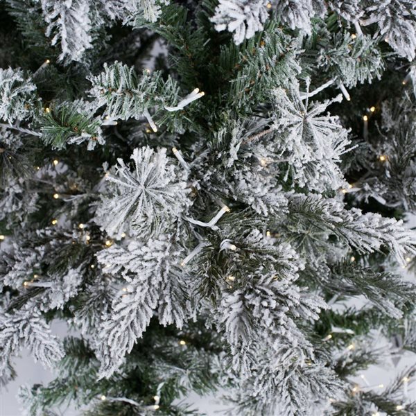 Vickerman 7.5-ft x 45-in Flocked Kiana Artificial Christmas Tree with Warm White LED Lights