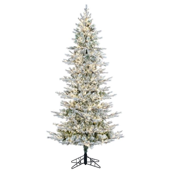 Vickerman 7.5-ft x 45-in Flocked Kiana Artificial Christmas Tree with Warm White LED Lights