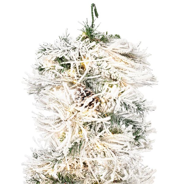 Vickerman 9-ft x 14-in Flocked Atka Artificial Christmas Garland, Warm White LED Lights