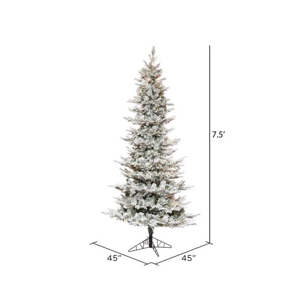 Vickerman 6.5-ft x 39-in Flocked Slim Kiana Artificial Christmas Tree, 3 mm LED Colour Changing Lights