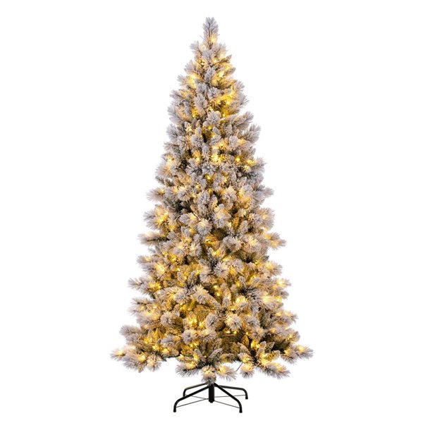 Vickerman 6.5-ft x 40-in Frosted Scotch Pine Artificial Pre-Lit Christmas Tree, 400 Warm White Lights