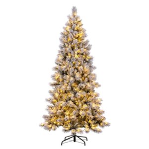 Vickerman 6.5-ft x 40-in Frosted Scotch Pine Artificial Pre-Lit Christmas Tree, 400 Warm White Lights