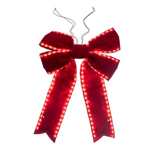 Vickerman 24-in x 30-in Red Velvet Outdoor Christmas Bow with UV Treated Material and Wire to Hang