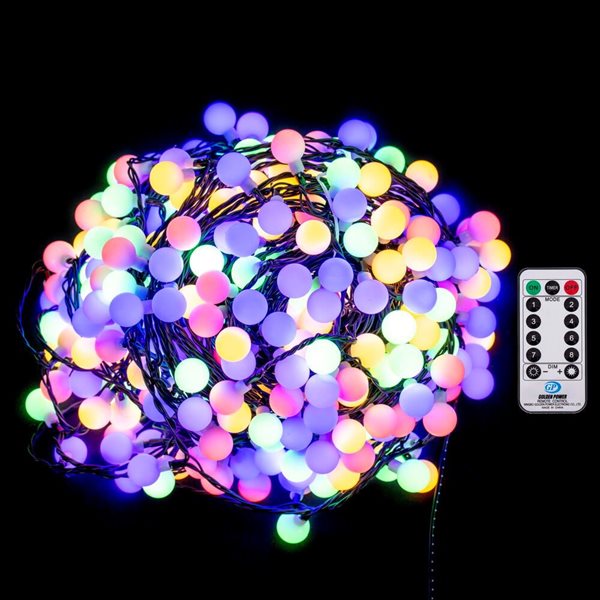 Vickerman 400 Light Multicolour LED Indoor/Outdoor 8-Function Cherry Light Set with Remote Control
