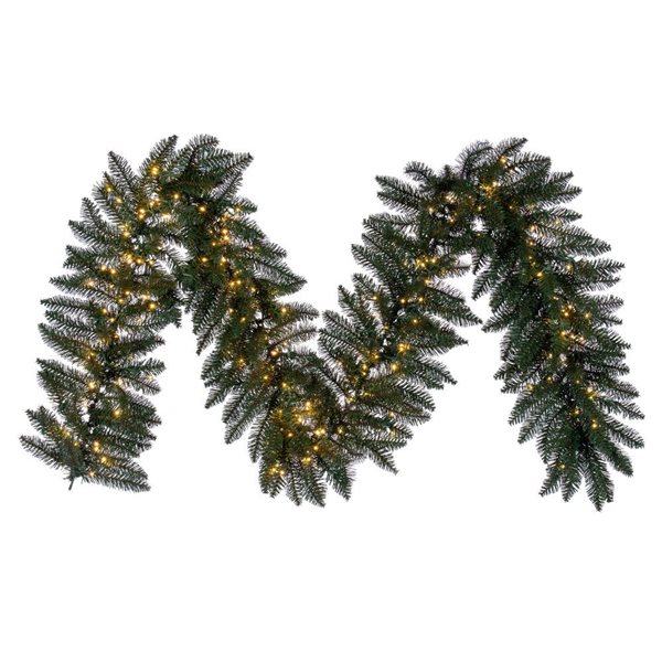 Vickerman 9-ft x 14-in Camdon Fir Artificial Pre-Lit Garland - Warm White 3 mm Low Voltage LED Lights