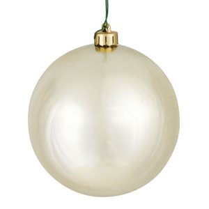 Vickerman 6-in Champagne Shiny Ball Ornament - 4/Bag