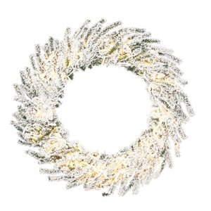 Vickerman 30-in Flocked Pistol Pre-Lit Pine Wreath with Warm White 3 mm Low Voltage LED Wide Angle Lights