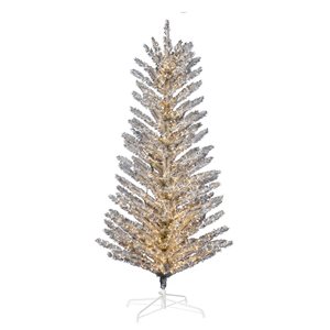 Vickerman 5-ft x 37-in Vintage Aluminum Artificial Tree, Warm White Low Voltage LED 3 mm Lights