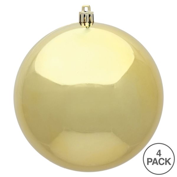 Vickerman 6-in Gold Shiny Ball Ornament - 4/Bag
