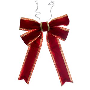 Vickerman 36-in x 45-in Red Velvet Gold Trim Outdoor Christmas Bow with UV Treated Material and Wire to Hang