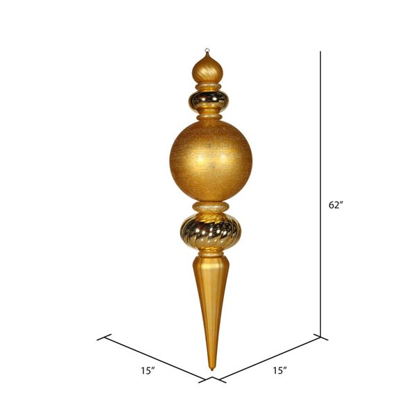 Vickerman 62-in Gold Finial Ornament with Shiny, Matte and Glitter Finishes