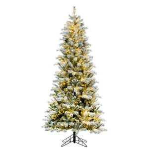 Vickerman 6.5-ft x 38-in Frosted Glacier Pine Artificial Pre-Lit Christmas Tree with Lightly Frosted Tips