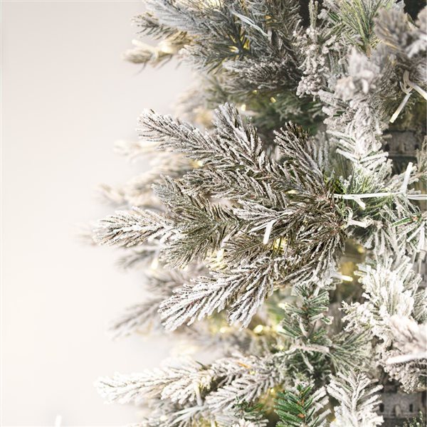 Vickerman 6.5-ft x 39-in Flocked Kiana Artificial Christmas Tree with Warm White LED Lights