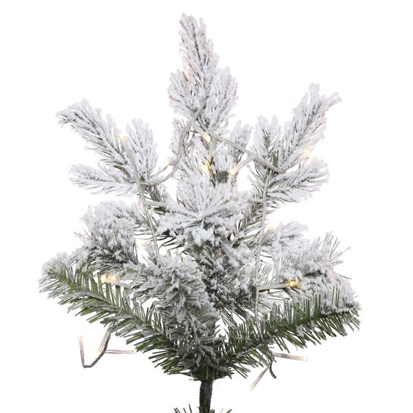 Vickerman 6.5-ft x 39-in Flocked Kiana Artificial Christmas Tree with Warm White LED Lights