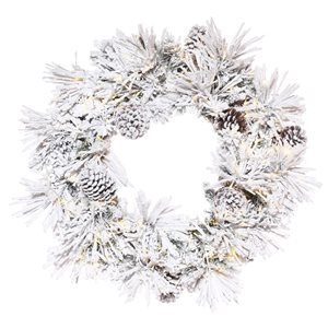 Vickerman 30-in Flocked Atka Artificial Christmas Wreath with Warm White LED lights