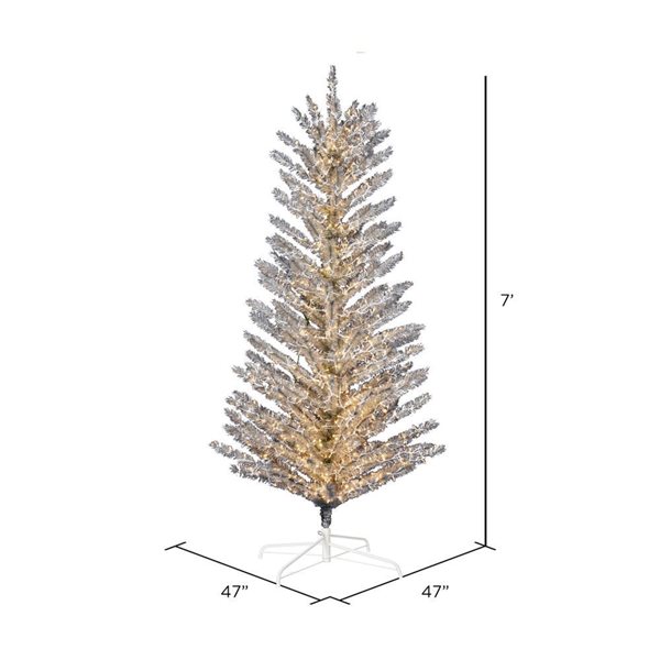 Vickerman 7-ft x 47-in Vintage Aluminum Tree, Warm White Low Voltage LED 3 mm Lights