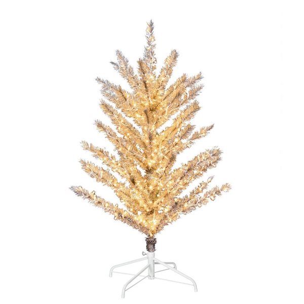 Vickerman 4-ft x 35-in Vintage Aluminum Artificial Tree, Warm White Low Voltage LED 3 mm Lights