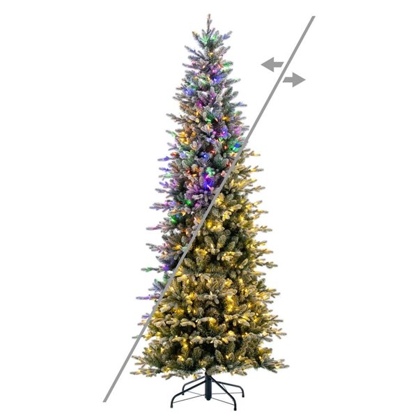 Vickerman 7.5-ft x 39-in Frosted Whistler Spruce Artificial Pre-Lit Christmas Tree, 500 Colour Changing Lights