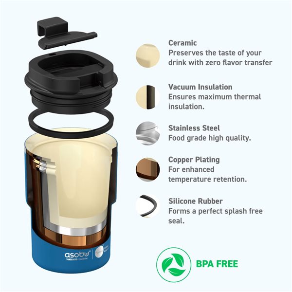 Asobu Coffee Express Puramic Blue 12oz Travel Mug