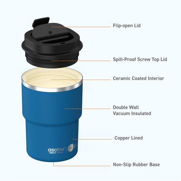 Asobu Coffee Express Puramic Blue 12oz Travel Mug