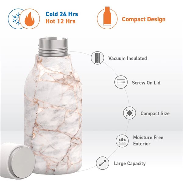 Asobu URBAN Marble 16 oz Vacuum Insulated Water Bottle