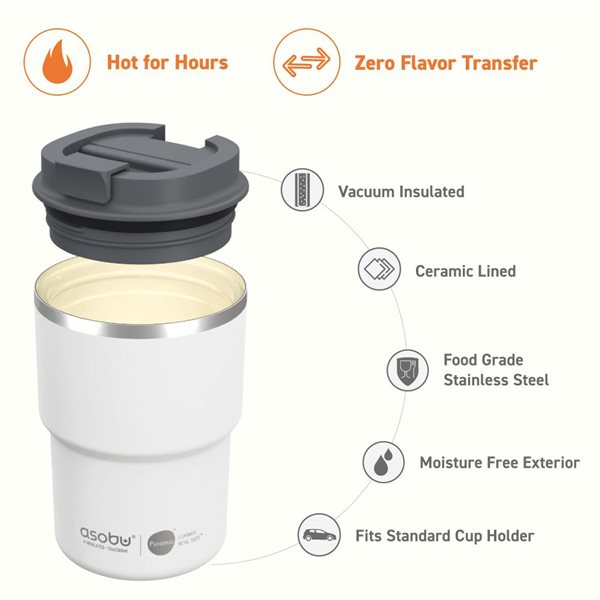 Asobu Coffee Express White 12oz Travel Mug