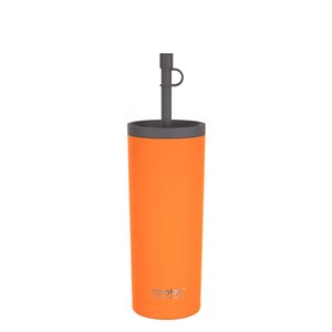 Asobu Sippy Orange 20 Ounces Double Wall Stainless Steel Tumbler with Silicone Flexible Straw