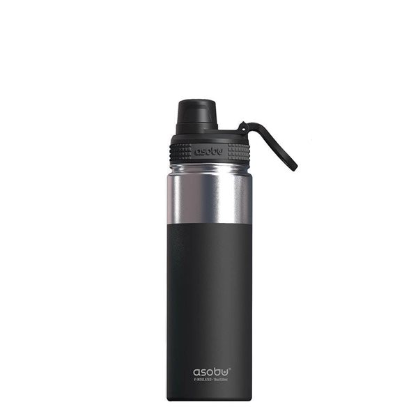 Bouteille isotherme en céramique noire Alpine par Asobu de 18 oz avec poignée facile à saisir