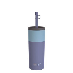 Gobelet à double paroi en acier inoxydable Sippy par Asobu mauve pastel de 20 onces avec paille flexible en silicone