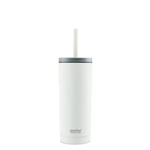 Asobu Sippy White 20 Ounces Double Wall Stainless Steel Tumbler with Silicone Flexible Straw