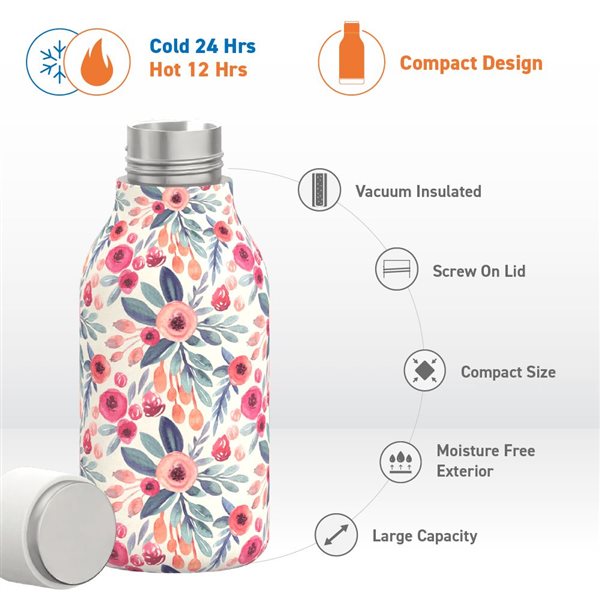 Asobu URBAN Floral 16 oz Vacuum Insulated Water Bottle