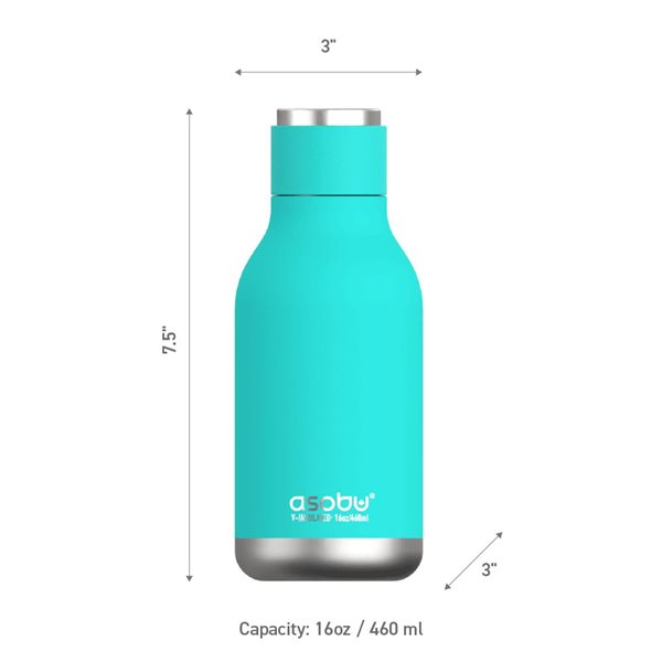 Asobu URBAN Turquoise 16 oz Vacuum Insulated Water Bottle