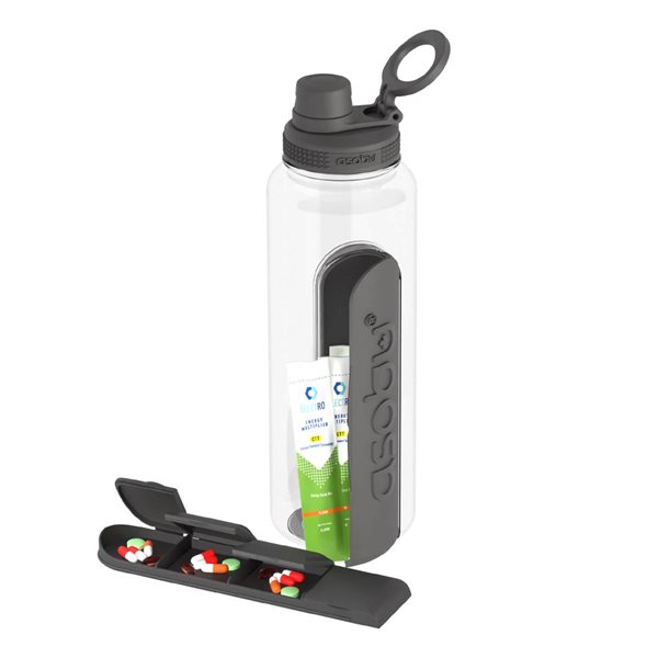 Bouteille d'eau de sport Electrolyte par Asobu 40 oz avec compartiments de rangement interchangeables