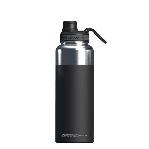 Asobu  Mighty Black 40 oz Double Wall Vacuum Insulated Stainless Steel Flask