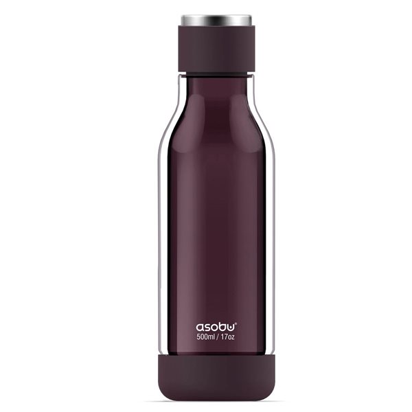 Bouteille d'eau en verre bordeaux Inner Peace par Asobu de 17 oz