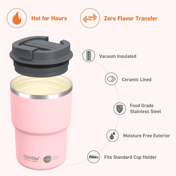 Asobu Coffee Express Puramic Pink 12oz Travel Mug