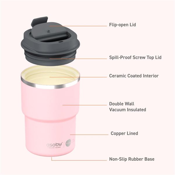 Asobu Coffee Express Puramic Pink 12oz Travel Mug