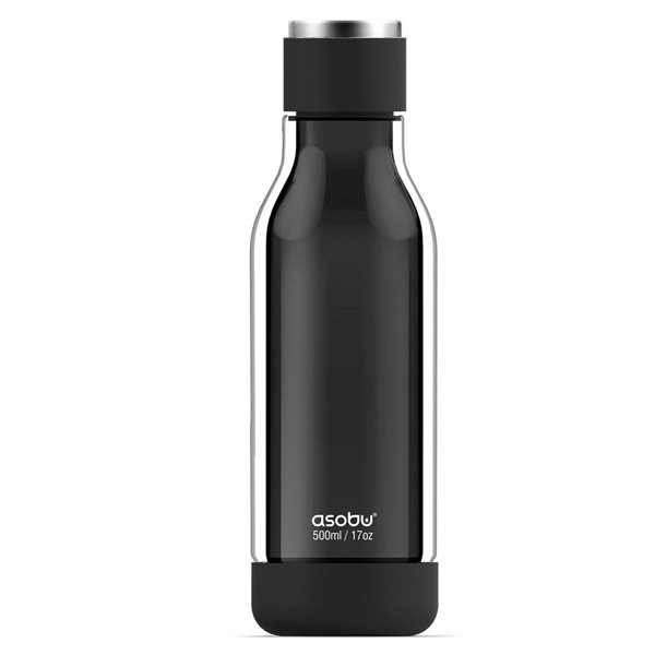 Asobu Inner Peace Black 17 oz Glass Water Bottle