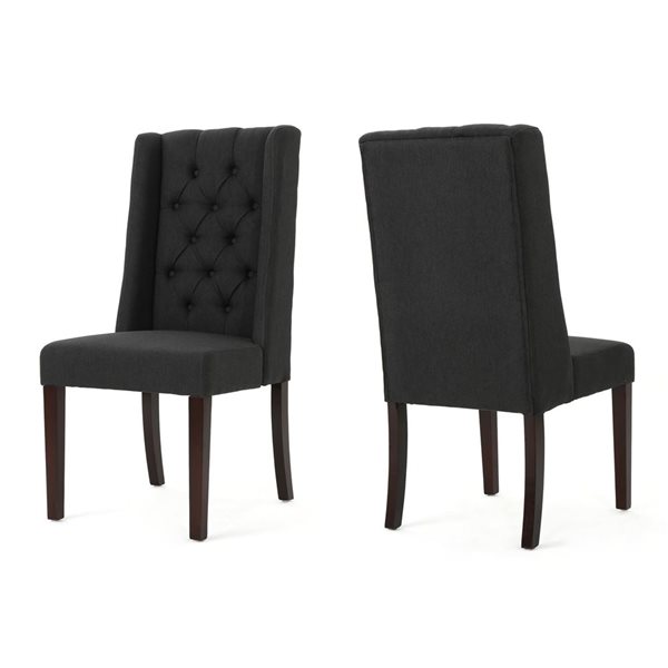 Chaises de salle à manger Cape Crack polyester noir touffeté, lot de 2