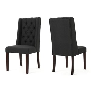 Cape Crack Black Polyester Tufted Dining Chairs, Set of 2