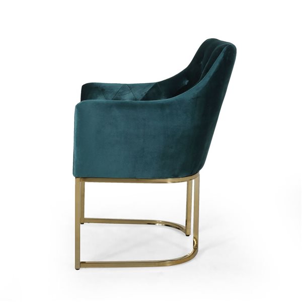 Cape Crack Teal Polyester Fabric/Gold Metal Base Side Chair