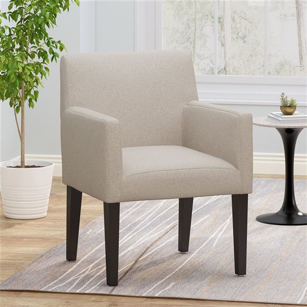 Cape Crack Beige Polyester Fabric/Wooden Legs Armchair