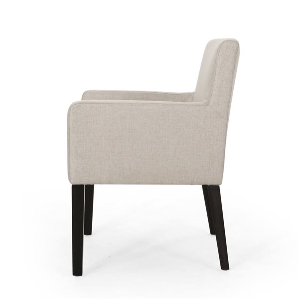 Cape Crack Beige Polyester Fabric/Wooden Legs Armchair