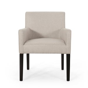 Cape Crack Beige Polyester Fabric/Wooden Legs Armchair