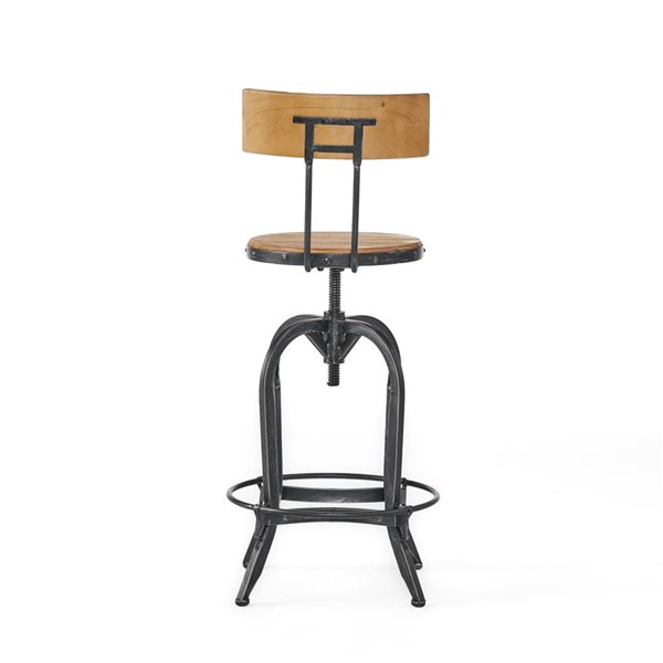 Cape Crack 18.5 D x 21 W x 39.50-in H Natural Fir/Black Metal Swivel Barstool w/ Footrest