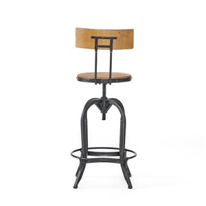 Cape Crack 18.5 D x 21 W x 39.50-in H Natural Fir/Black Metal Swivel Barstool w/ Footrest