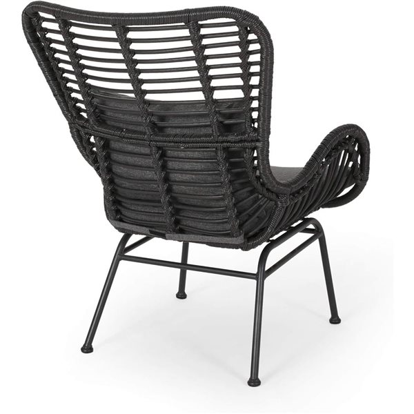 Cape Crack Montana Black Steel Frame/Grey Rattan Cushioned Chairs - Set of 2