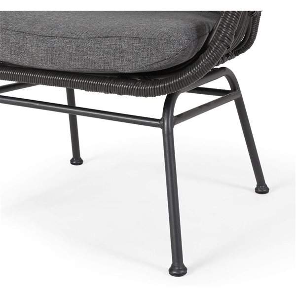 Cape Crack Montana Black Steel Frame/Grey Rattan Cushioned Chairs - Set of 2